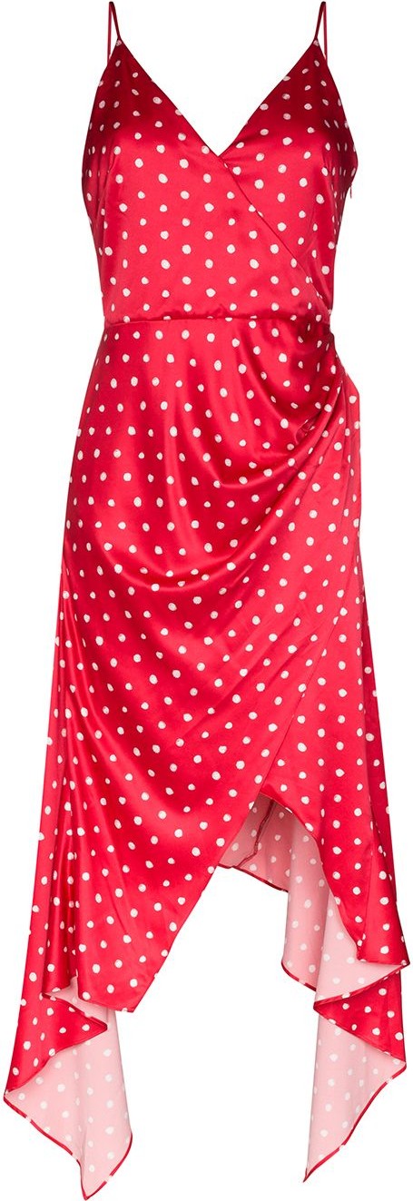 Haney Olivia asymmetric polka dot slip dress