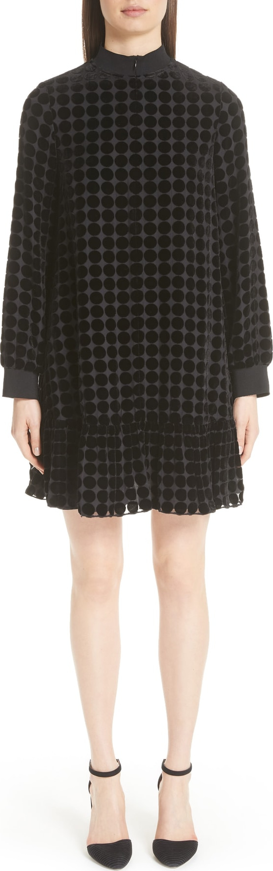Emporio Armani Velvet Polka Dot Babydoll Dress