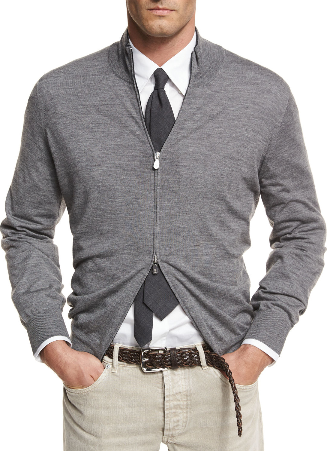 Brunello Cucinelli Fine-Gauge Full-Zip Sweater