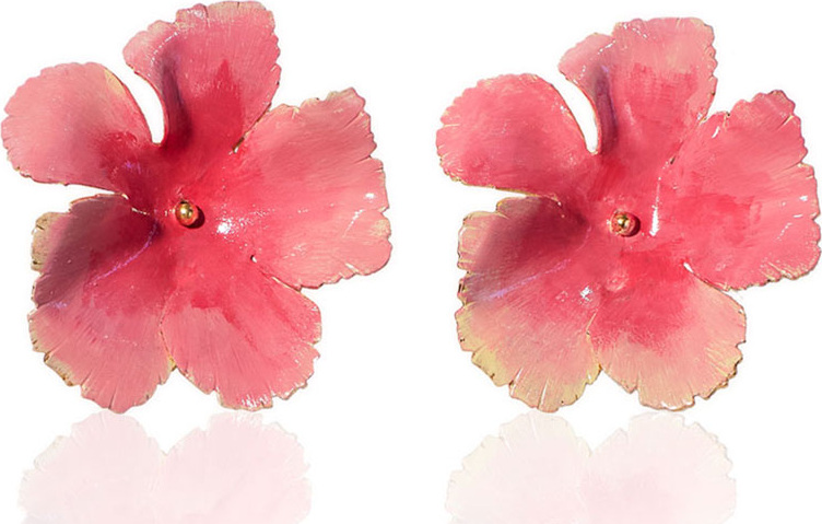 Jennifer Behr Wild Rose Hand-Painted Stud Earrings
