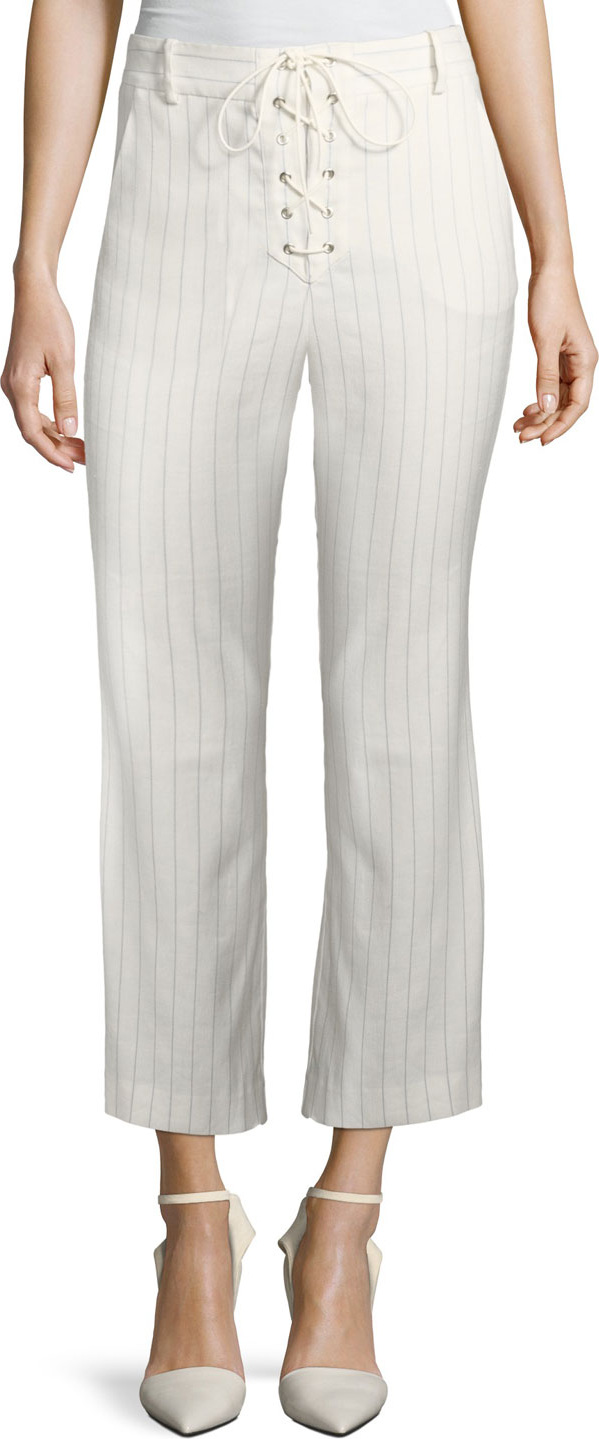Veronica Beard Allegra Cropped Lace-Up Pants