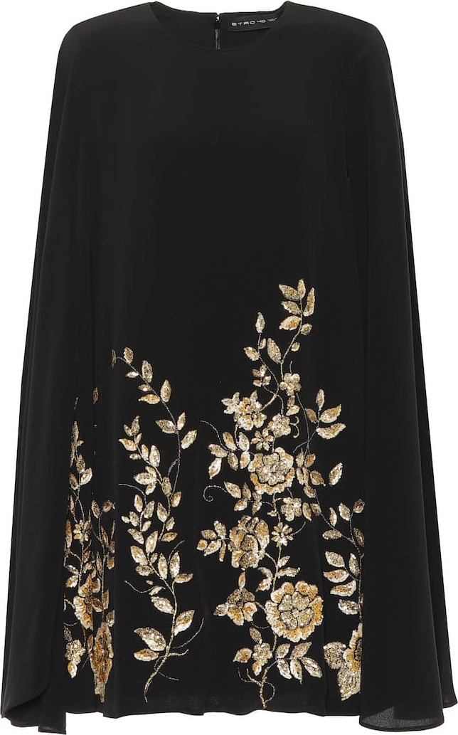 Etro Embellished silk cape minidress