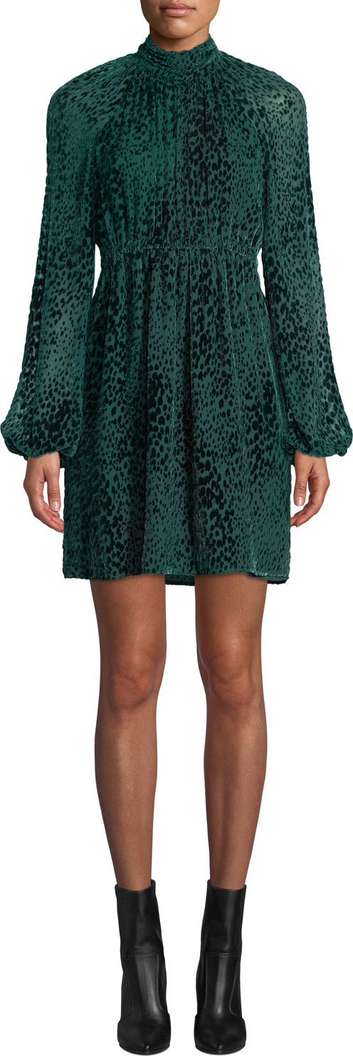 A.L.C. Nadia Animal-Print Velvet Burnout Dress