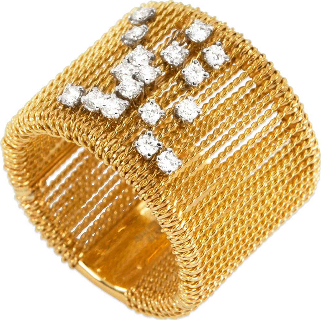 Staurino Fratelli 18k Gold Renaissance Dancing Diamond Ring, Size 7.5