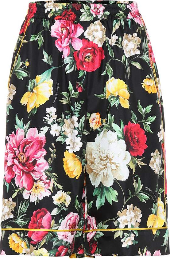 Dolce & Gabbana Floral-printed silk shorts