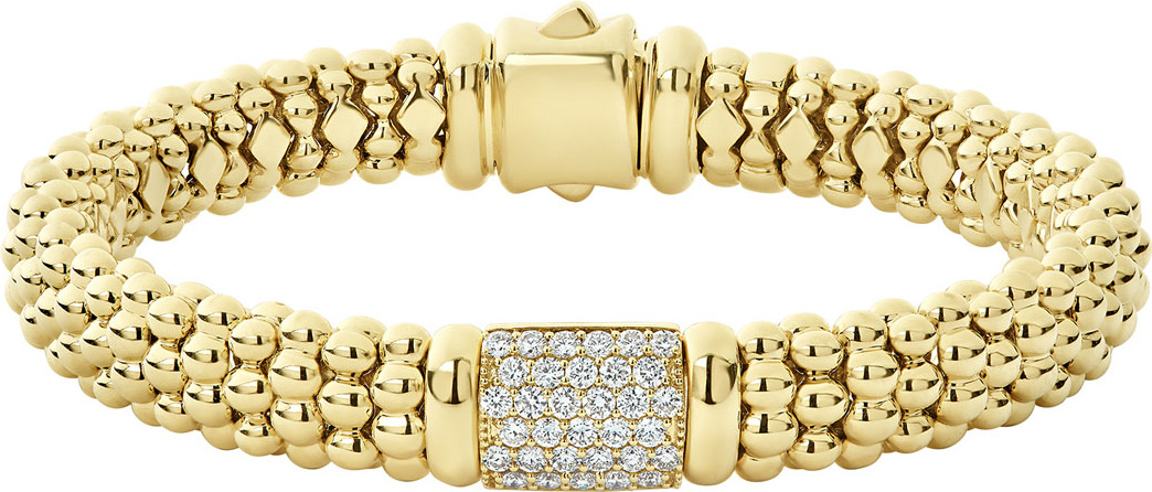LAGOS 18k Caviar Gold Diamond Rope Bracelet - 9mm, Size M