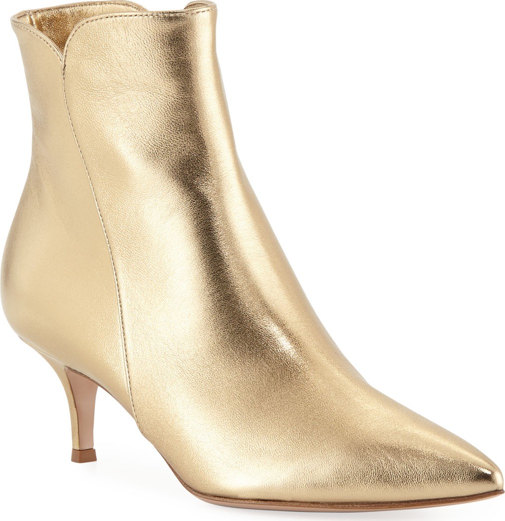 Gianvito Rossi Metallic Pointed-Toe Booties