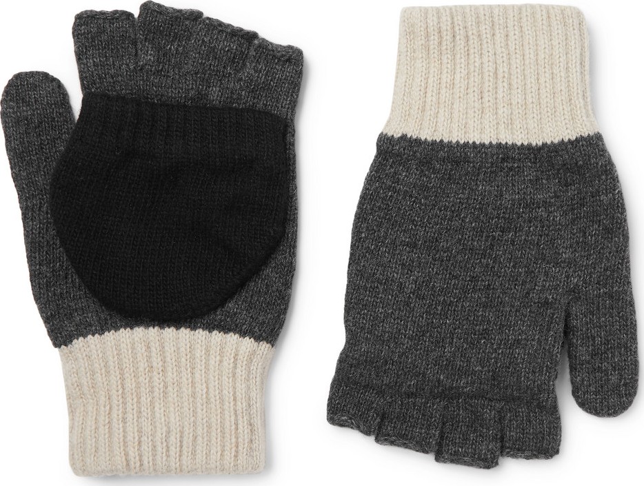 Oliver Spencer Oli's Colour-Block Wool-Blend Fingerless Gloves