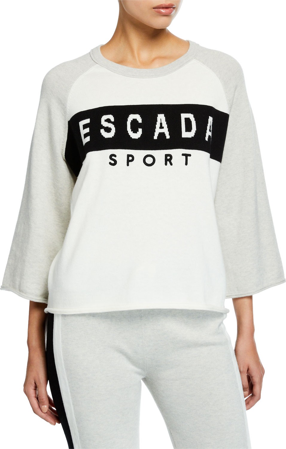 Escada Sport Logo-Striped 3/4-Sleeve Sport Sweatshirt