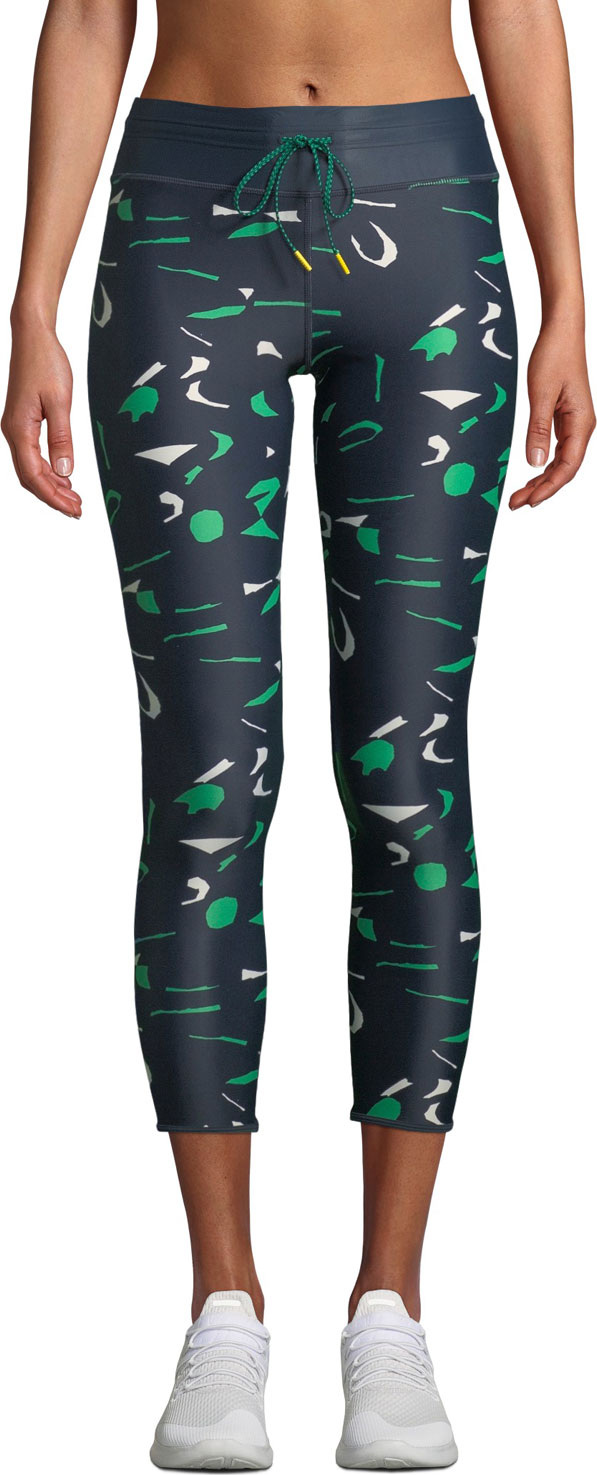 The Upside Abstract Camo Drawstring Midi Leggings