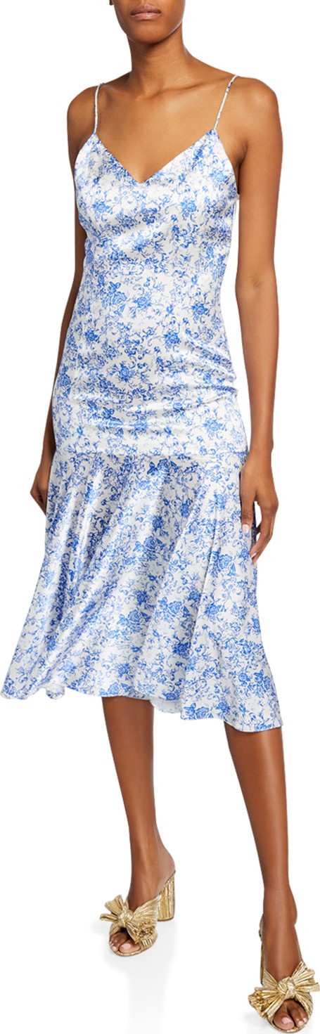 Caroline Constas Kai Floral Fit-&-Flare Slip Dress