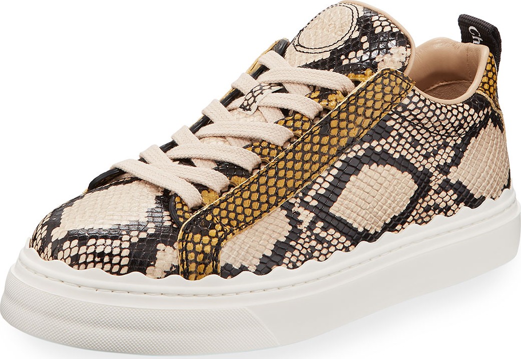 Chloe Lauren Python-Embossed Leather Sneakers