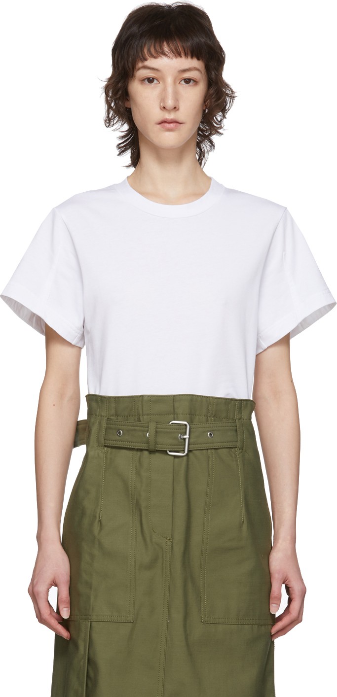 3.1 Phillip Lim White & Green Belted Cargo T-Shirt Dress