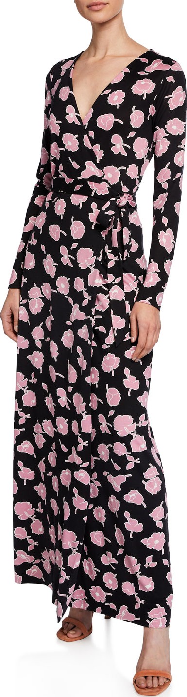DIANE von FURSTENBERG New Julian Long Floral-Print Long-Sleeve Wrap Dress