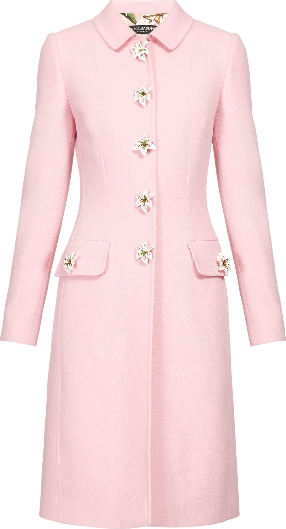 Dolce & Gabbana Floral-appliqué single-breasted crepe coat