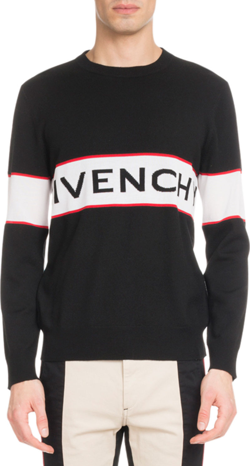 Givenchy Men's Bar Logo Light Wool Sweater