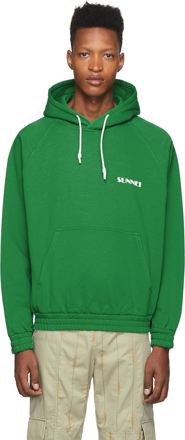 Sunnei Green Logo Hoodie