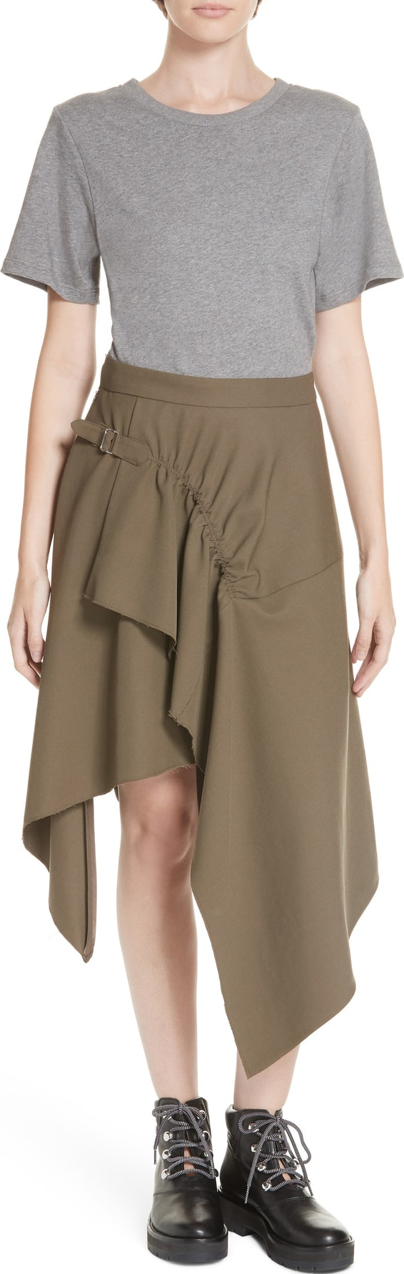 3.1 Phillip Lim Mixed Media Wool & Cotton T-Shirt Dress