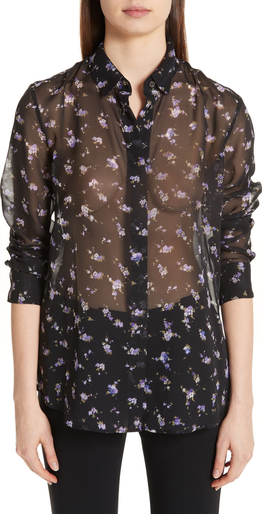Altuzarra Floral Print Sheer Silk Blouse