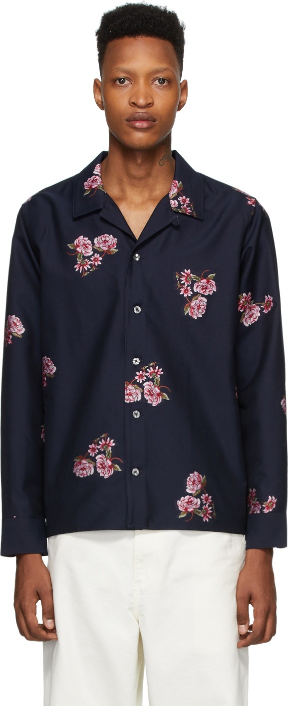 Noah NYC Navy Floral Shirt