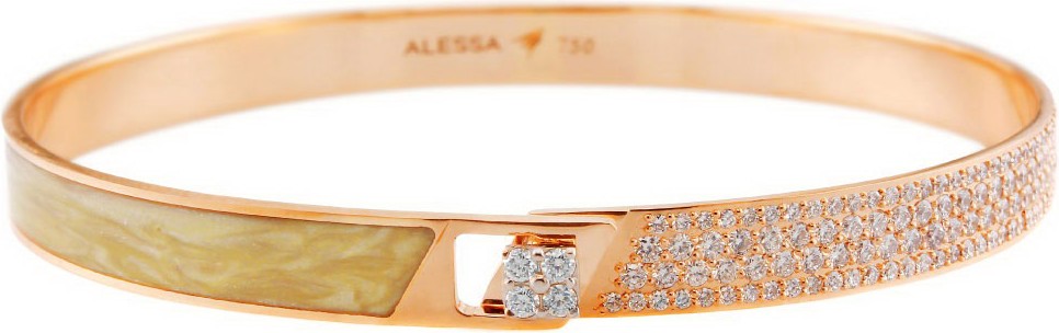 Alessa Jewelry Spectrum 18k Rose Gold Painted Bangle w/ Diamonds, Yellow, Size 17