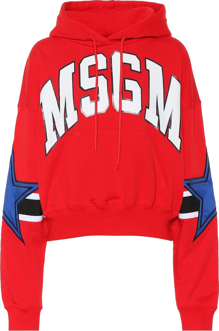 MSGM Logo-printed cotton hoodie