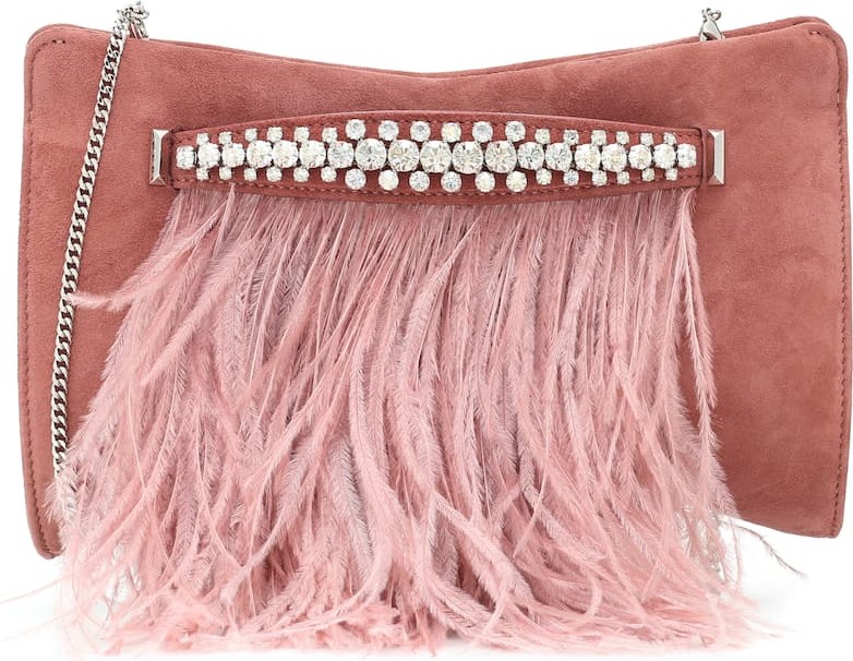 Jimmy Choo Venus embellished suede clutch