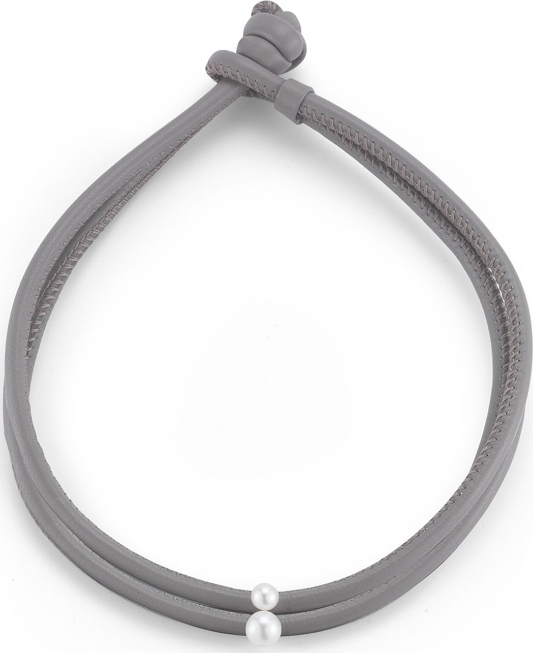 Mizuki Convertible Leather Necklace/Bracelet with Double-Pearl Slider