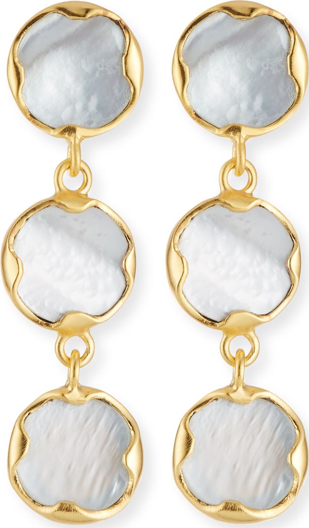 Dina Mackney Triple Mother-of-Pearl Drop Earrings