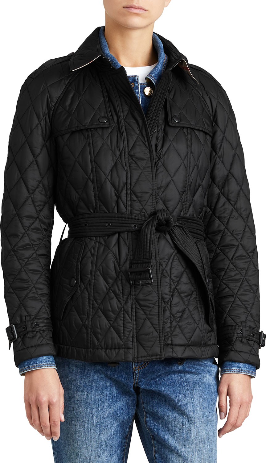 Burberry London England Finsbridge Hooded Quilted Short Jacket, Black