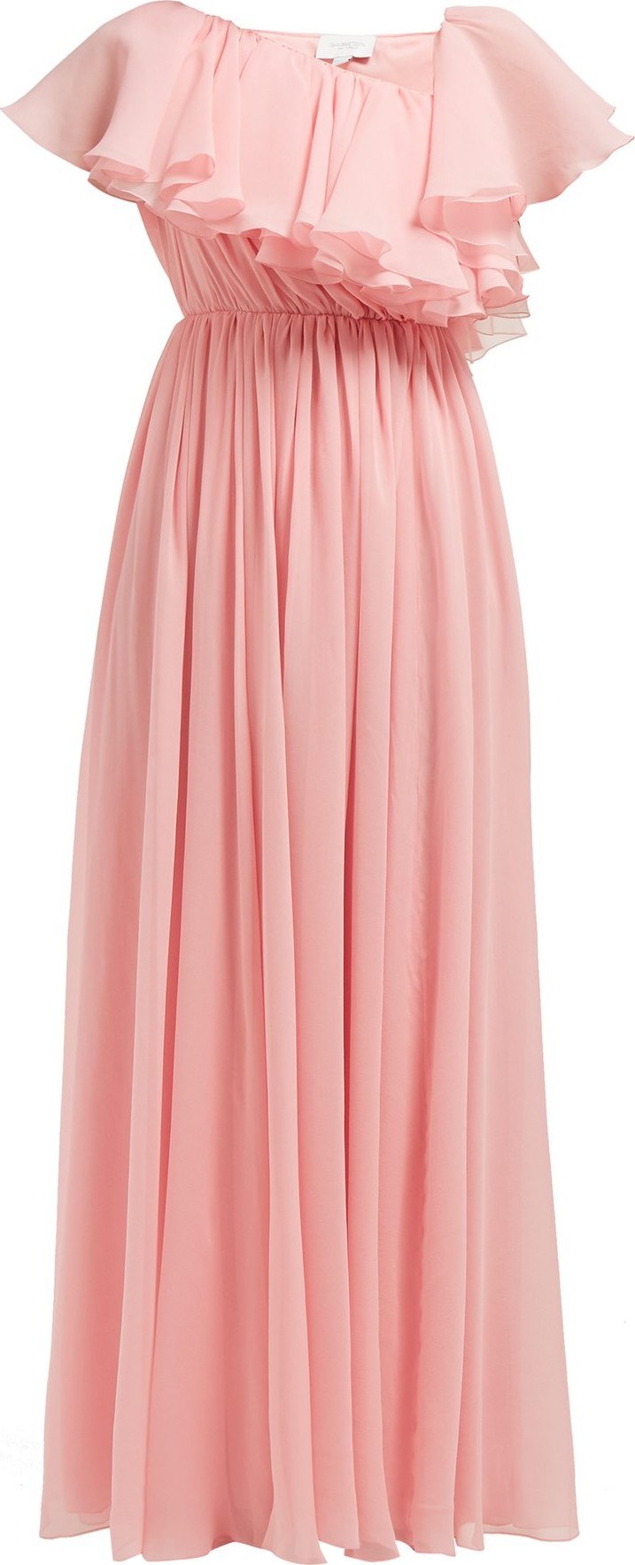 Giambattista Valli Ruffled one-shoulder silk crepe de Chine gown