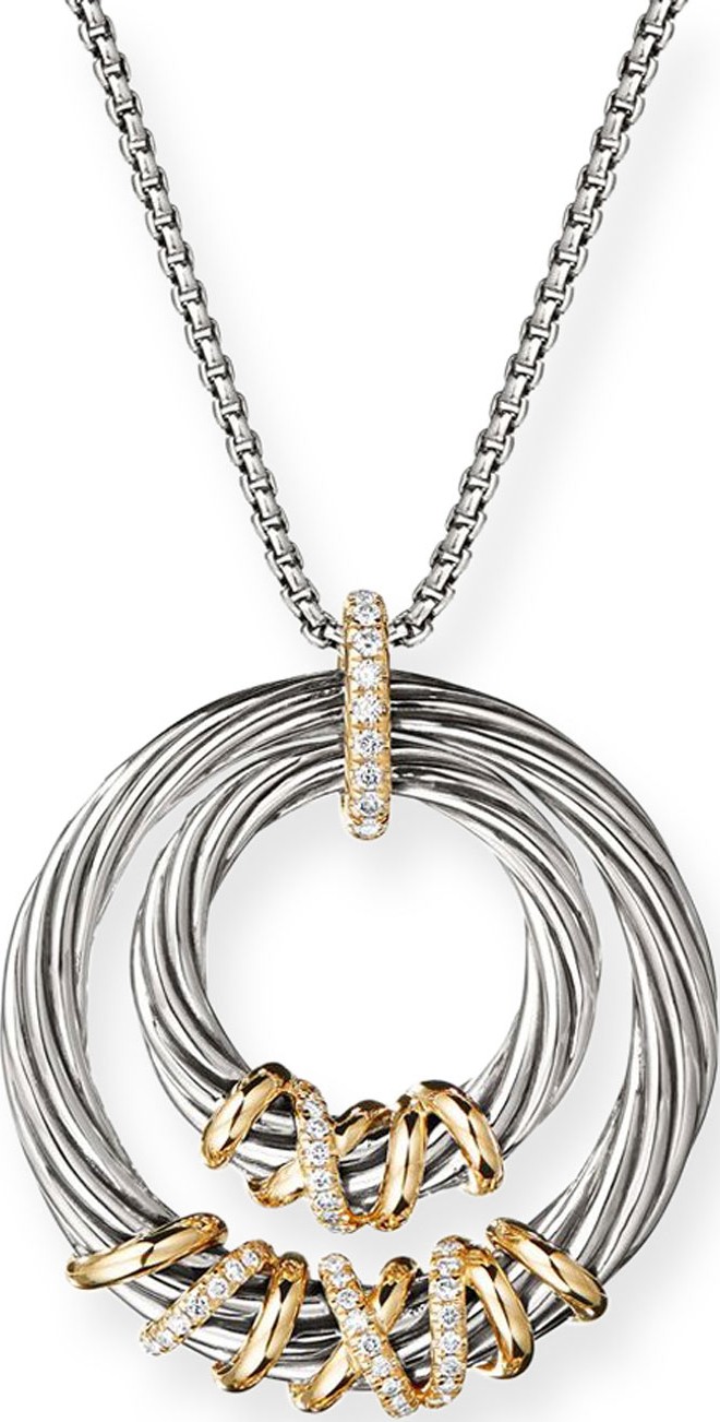 David Yurman Helena Diamond & Hoop Pendant Necklace