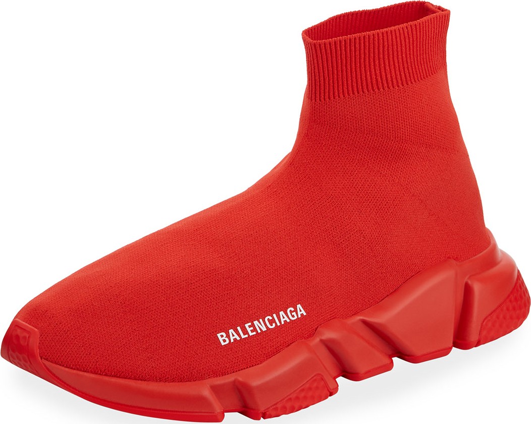 Balenciaga Men's Logo Speed Sneakers with Tonal Rubber Sole