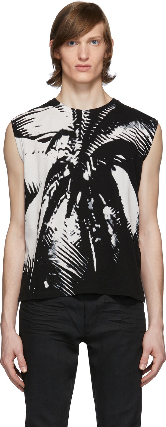 Saint Laurent Black & White Palm Tank Top