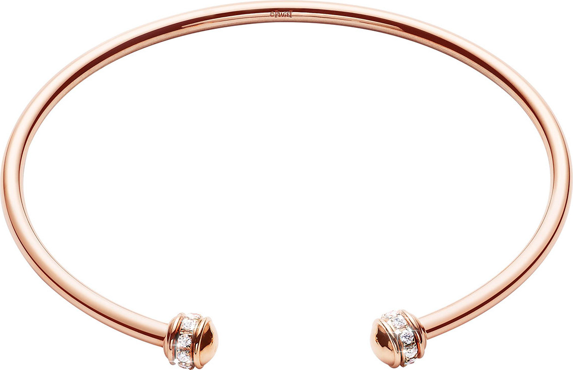 Piaget Possession Thin 18K Red Gold Open Bangle with Diamonds, Size M