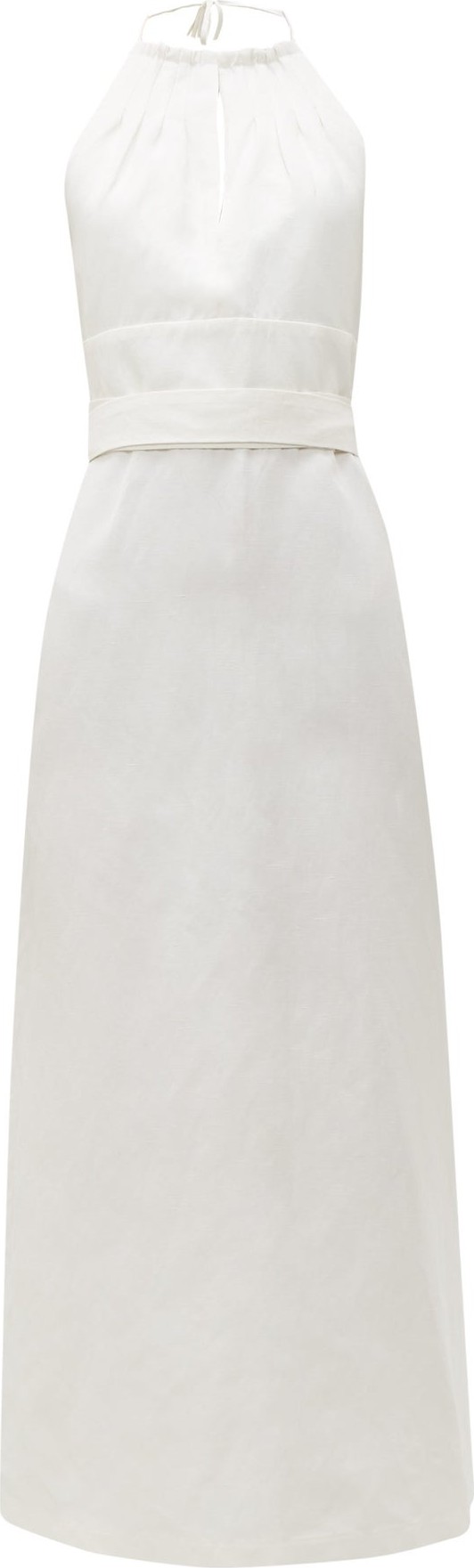 Raey Split-front halterneck slubby silk-blend dress