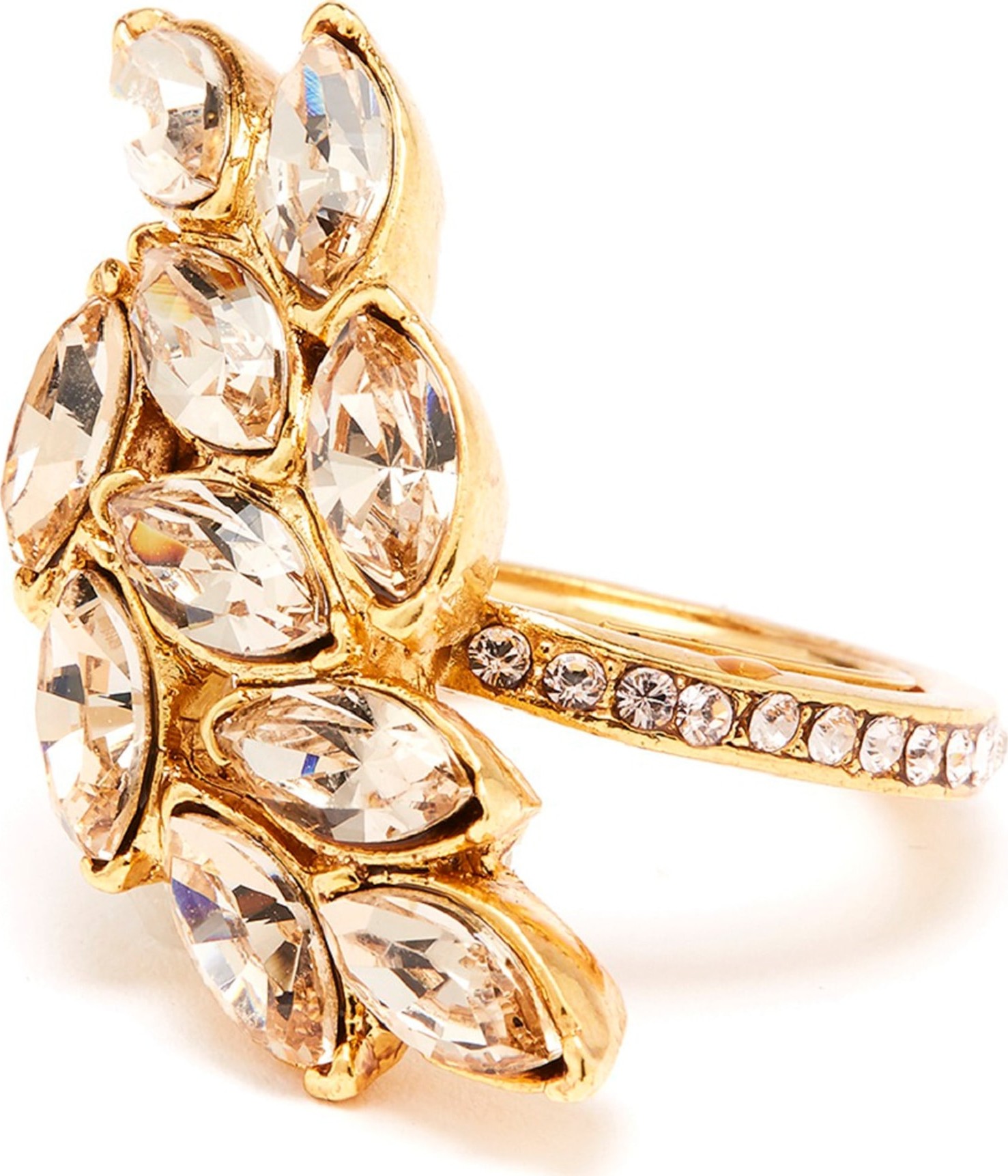 Oscar De La Renta Navette Crystal Cocktail Ring