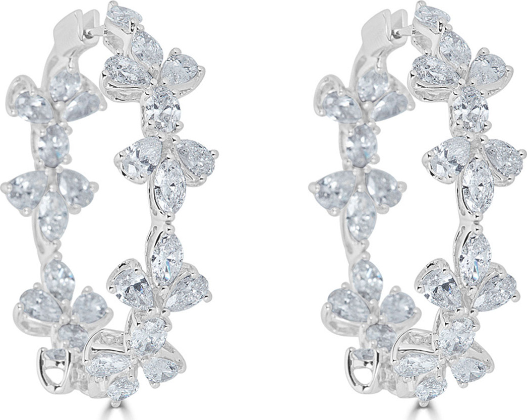 ZYDO 18k Luminal Mixed Diamond Hoop Earrings