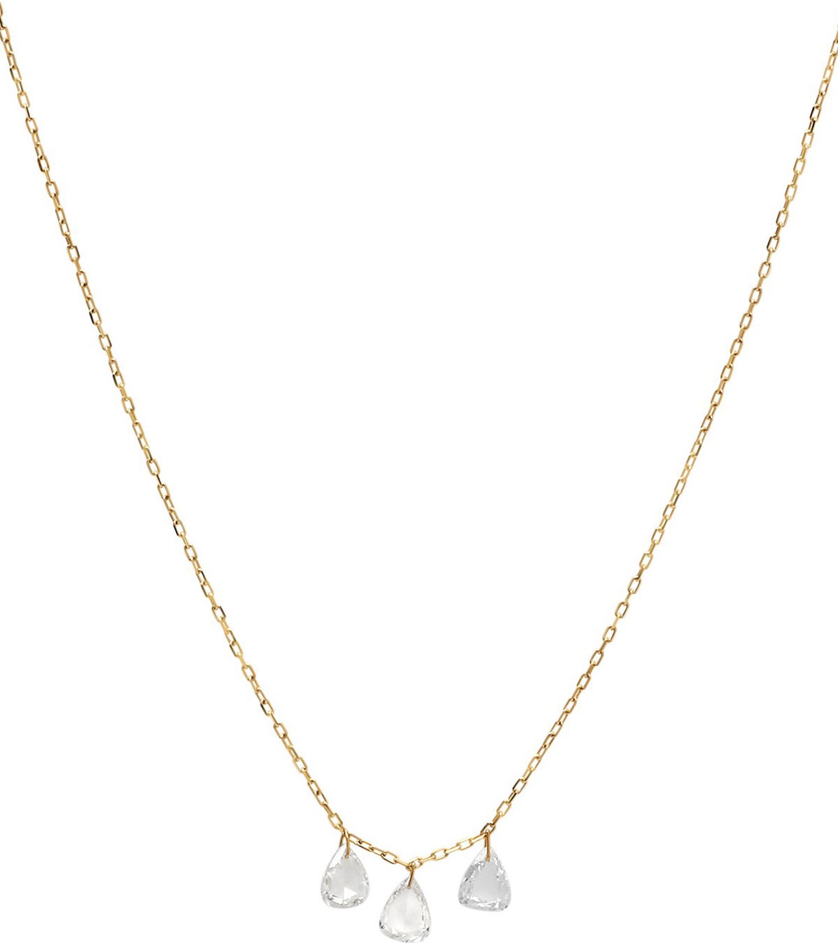 Nicha Jewelry 18k Gold Triple Diamond Teardrop Necklace