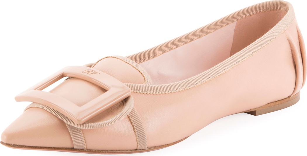 Roger Vivier Soft Gommettine Ballet Flats with Lacquered Buckle