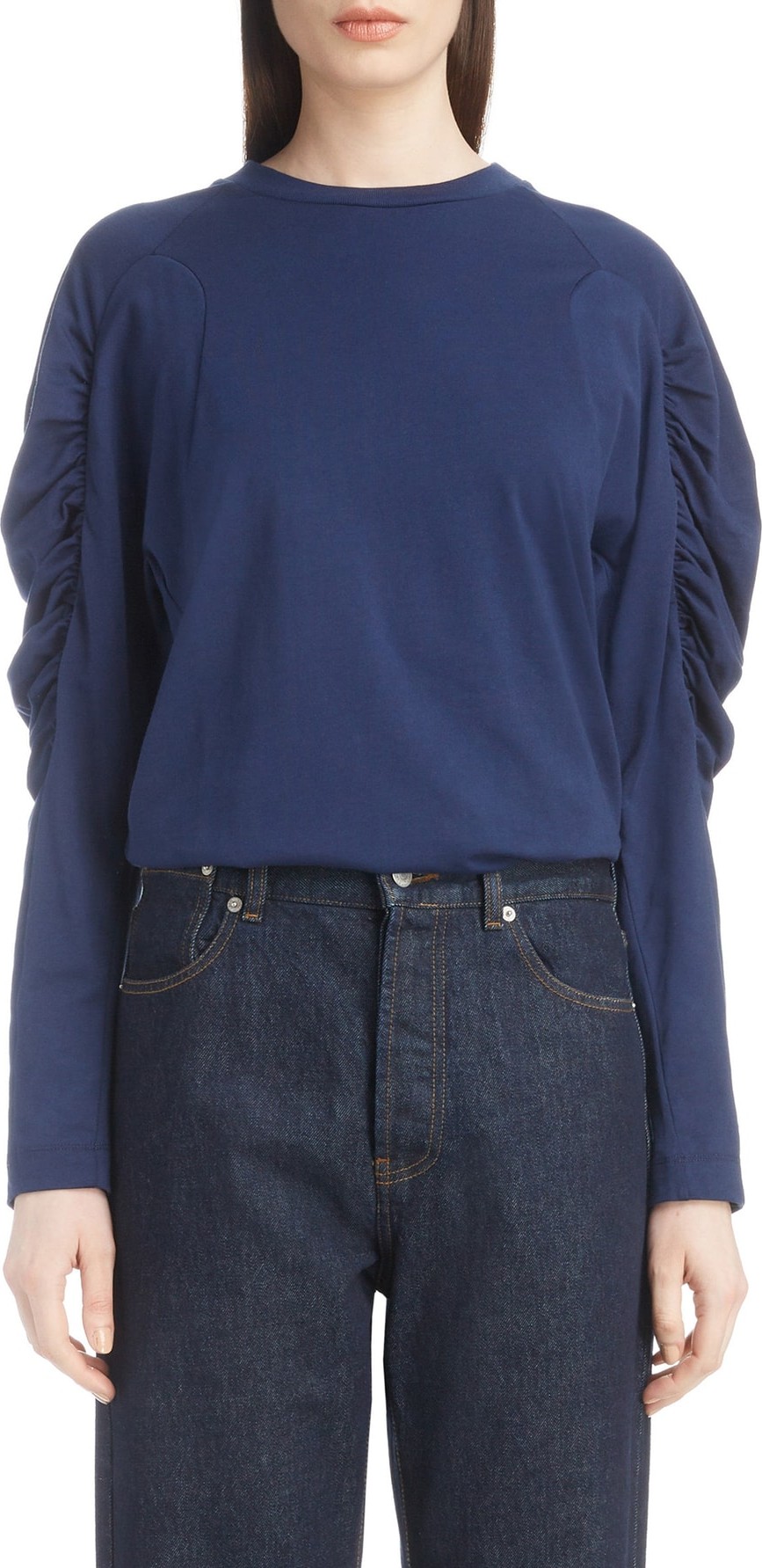 Dries Van Noten Jersey Ruched Sleeve Top