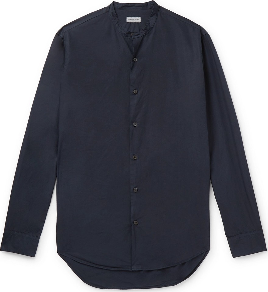 Dries Van Noten Slim-Fit Grandad-Collar Garment-Dyed Cotton-Poplin Shirt