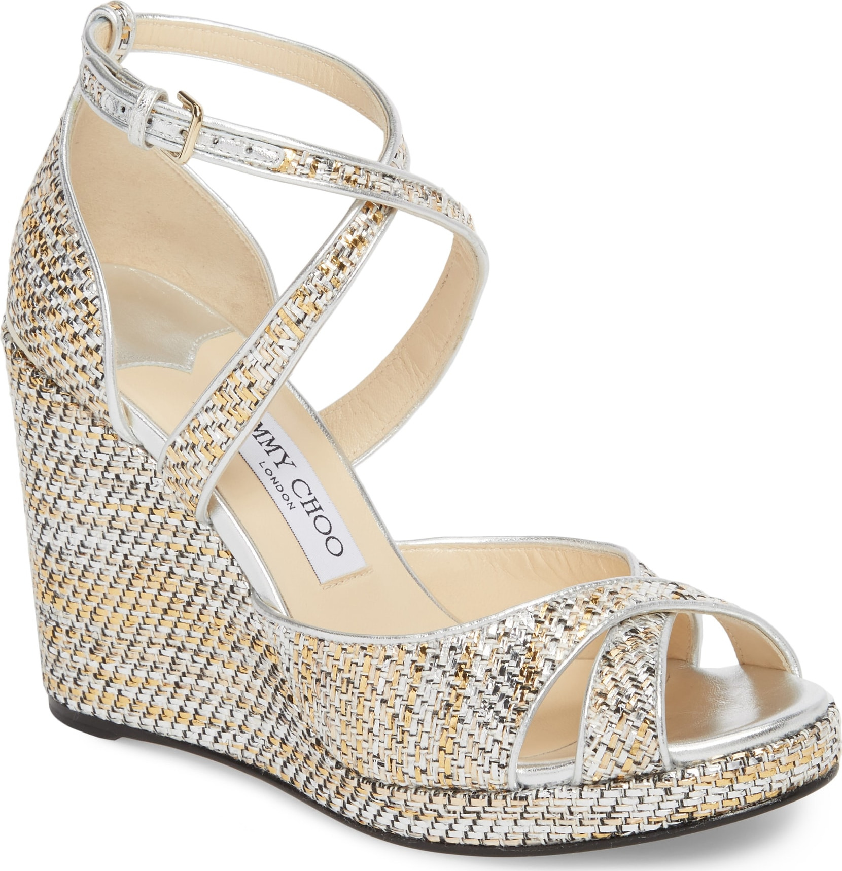 Jimmy Choo Alanah Metallic Wedge Sandal