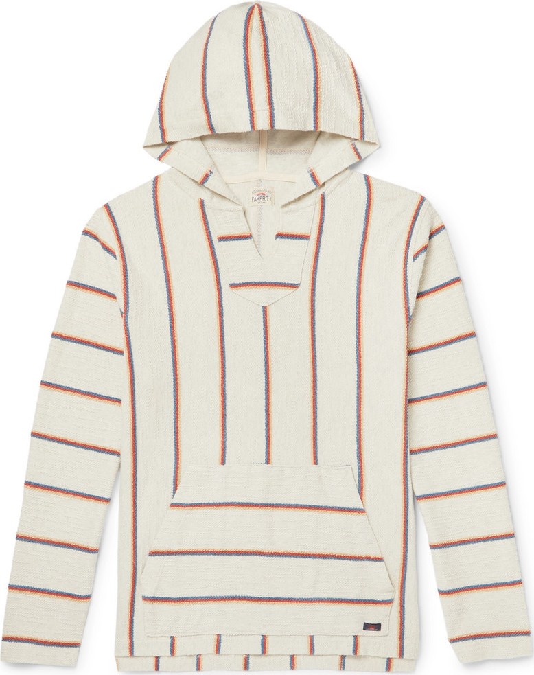 Faherty Baja Striped Cotton Hoodie