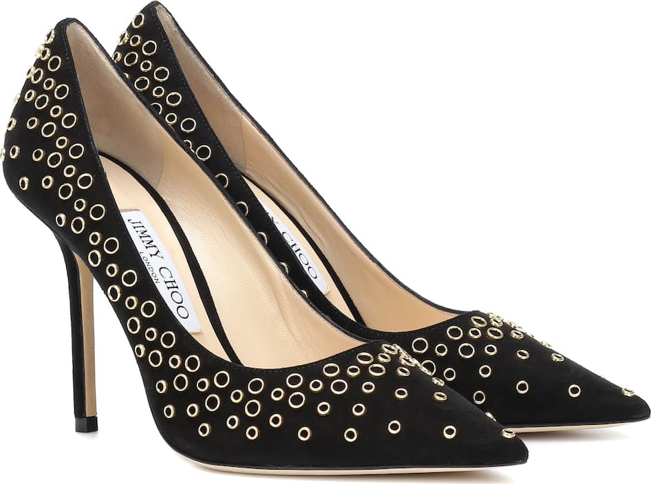 Jimmy Choo Love 100 embellished suede pumps