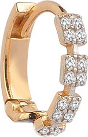 Kismet by Milka 14k Rose Gold Square Diamond Hoop Earring (Single)