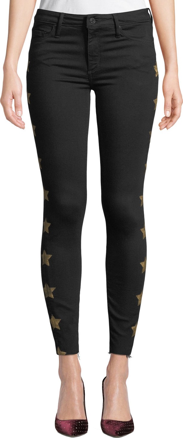 Black Orchid Noah Ankle Fray Skinny Jeans with Metallic Stars