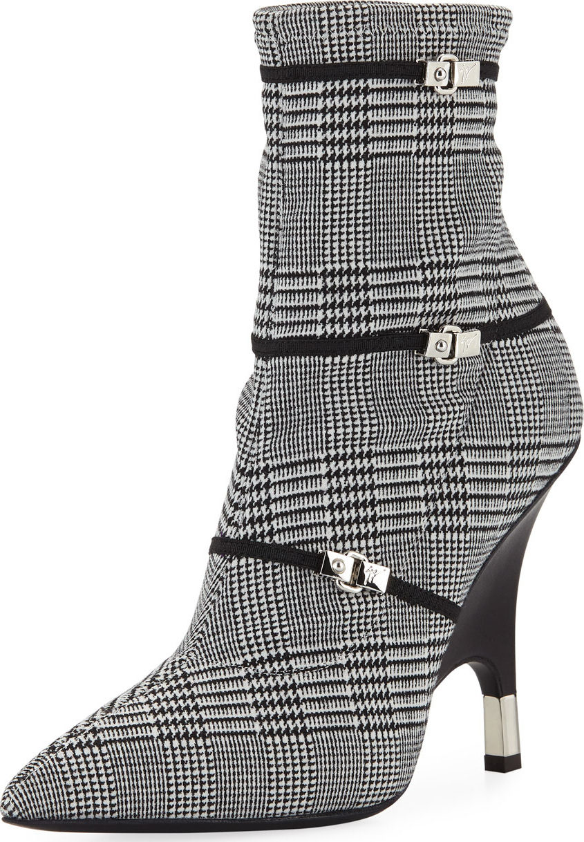 Giuseppe Zanotti Houndstooth Booties with Wedge Heel