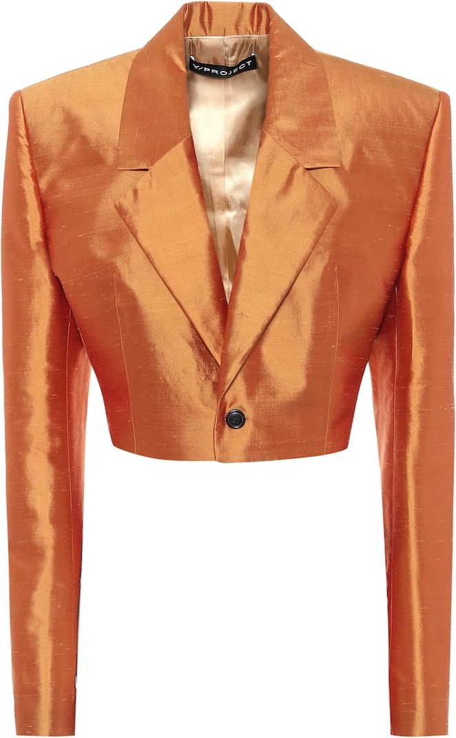 Y/Project Cropped silk-shantung blazer