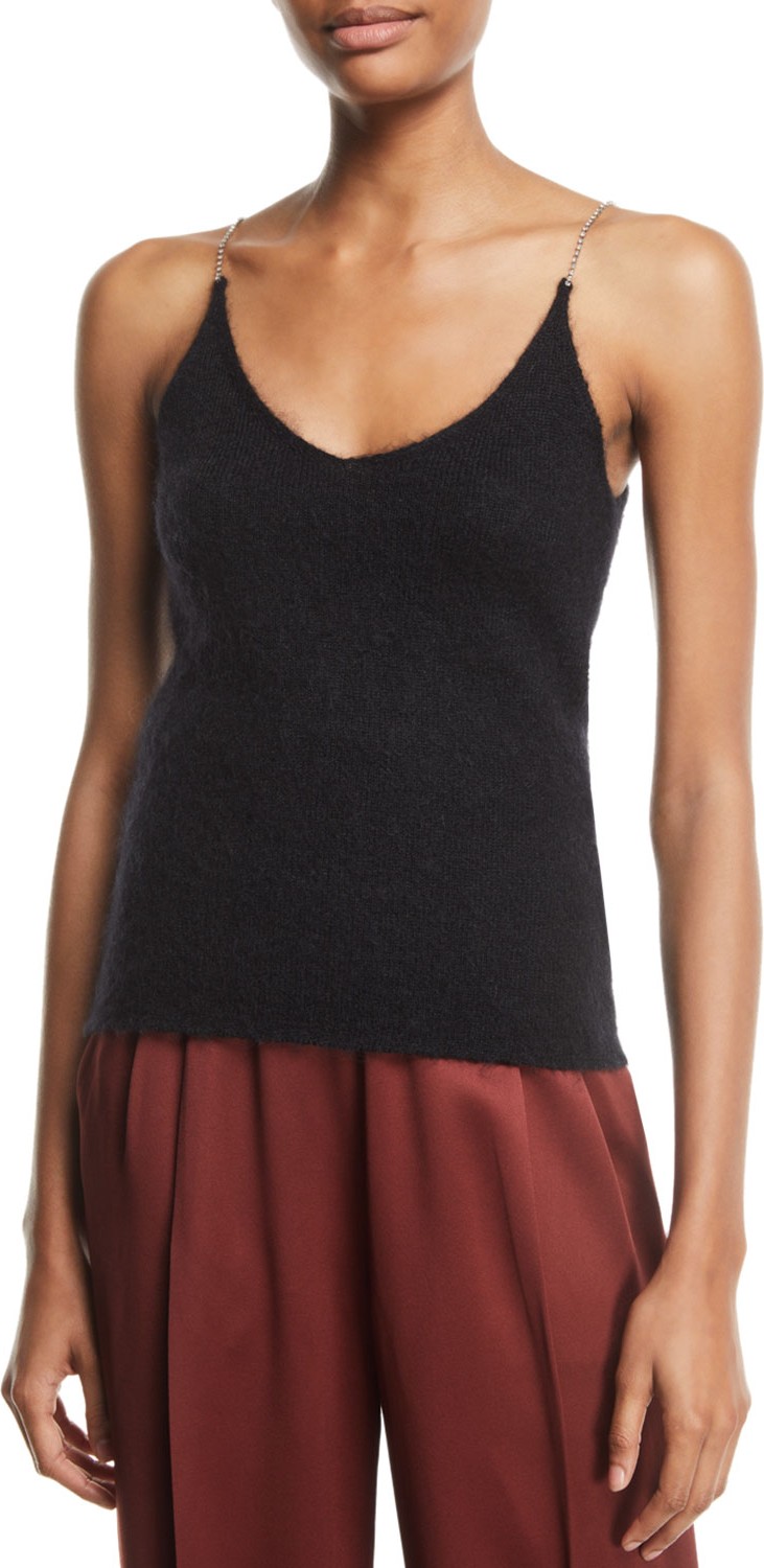 3.1 Phillip Lim Brushed Mohair Scoop-Neck Tank with Rhinestones